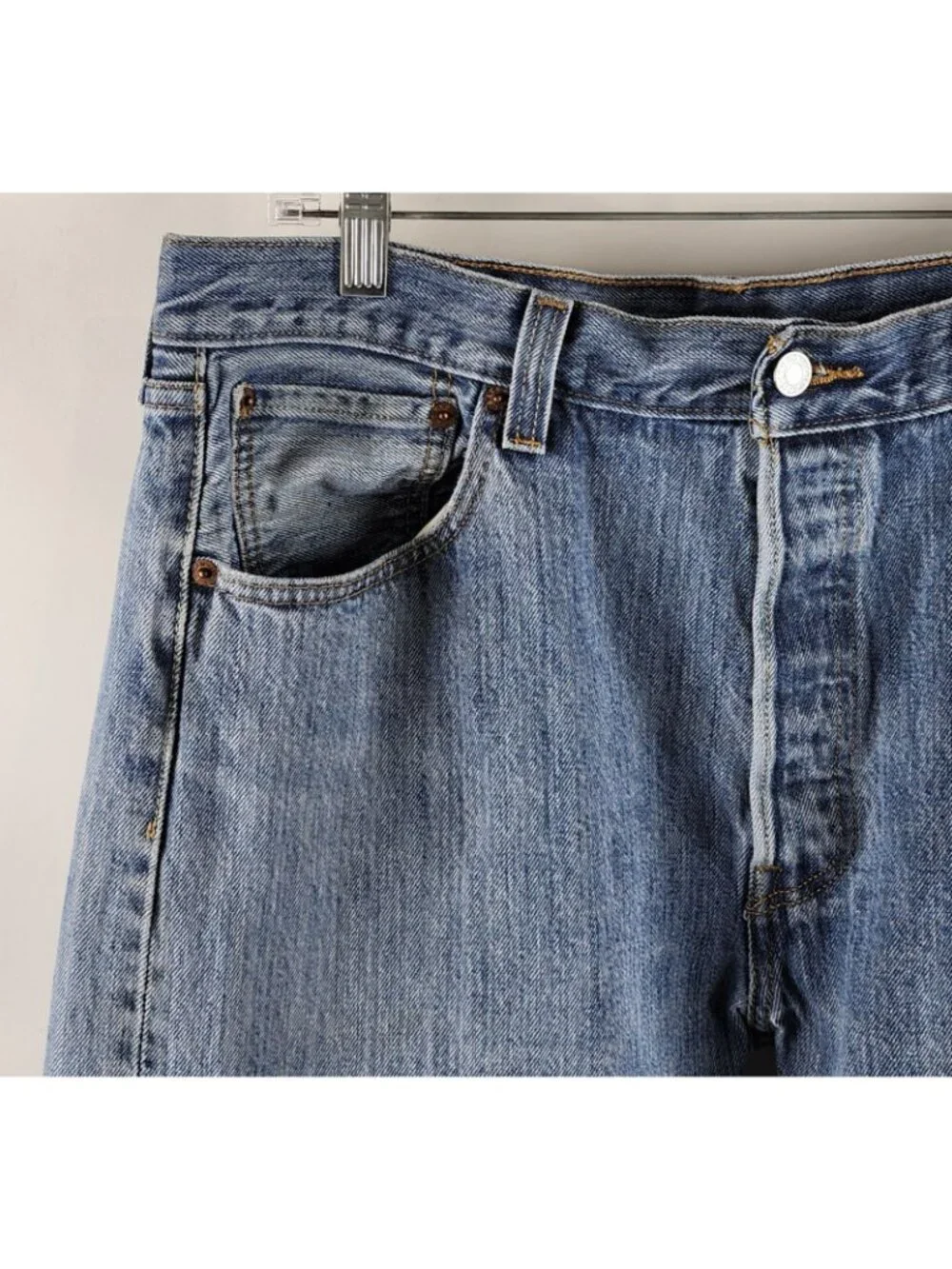 LEVIS 501 Jeans Mens 36x34 Red Tab Button Fly Blue Straight Leg